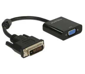 DeLock Adapter DVI-D 24+1 Stecker > VGA Buchse / Schwarz