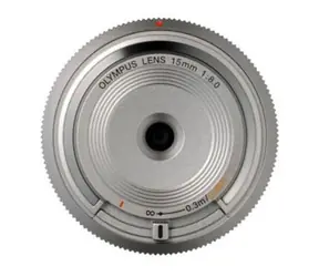 Olympus BCL-1580 Silber / 15 mm / 1:8,0 (30 mm Äquiv.), festes, ultradünnes Objektiv in Kappengröße