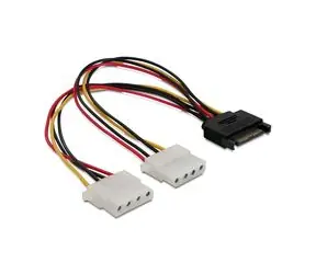 Netzteil SATA 15-polig Stecker auf 2x Molex 4-polig Buchse, 20 cm