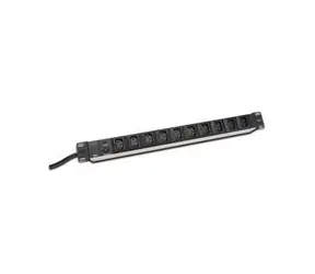 Digitus 19" PDU, 1HE Aluminium, C14 -> 10x C13, 10A, Schutzschalter