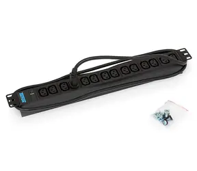 Triton Verteilerfeld 19" 1HE; 14xIEC320 C13 Buchse max. 10 A; 3x1,5 mm, 2m, Kabel + Stecker IEC320 C14, RAL9005