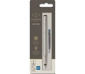 PARKER Vector Stainless Steel Feder M / Füllfederhalter / Minenfarbe: Blau