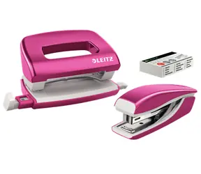 Leitz Wow Mini Hefter- und Locher-Set metallic pink