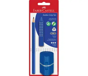 Faber-Castell Graphitstift Grip Jumbo mit Zubehör blau / Härte B