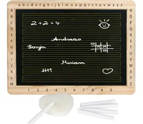 GOKI Tafel mit Holzrahmen, Buchstaben und Zahlen