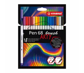 STABILO® Pen 68 Brush - ARTY - 18er Set - 18 verschiedene Farben