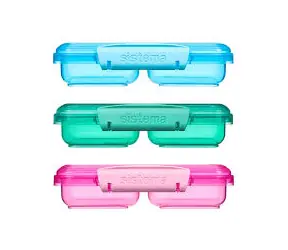 Sistema Lunch Kleine geteilte Snackbox mit 2 Fächern, 350 ml, verschiedene Farben