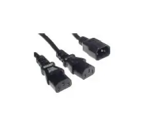 PremiumCord Netzkabel 230V, Y-Kabelverlängerung M-2x F