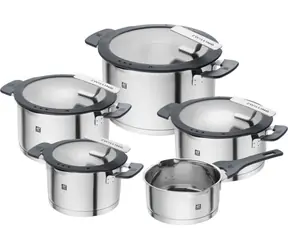 Zwilling Simplify Topfset silber-schwarz 5-teilig / Edelstahl