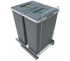Elletipi ECOFIL 2x35 L Eingebauter versenkbarer Abfallbehälter mit Rahmen grau / mit Deckel / 38,7 x 62 x 46,8 cm