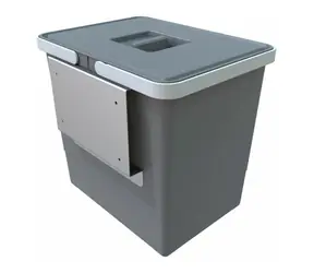 Elletipi Easy 15 L Einbau-Türabfallbehälter grau / mit Deckel / 30 x 29 x 23 cm