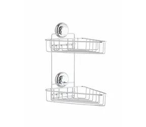 Compactor Eck-Doppelregal für Badezimmer, verchromt