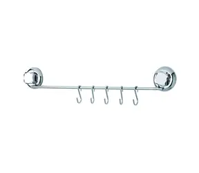 Compactor Bestlock Küchenutensilien-Aufhängestange mit Saugnäpfen (5 Haken) Chrom