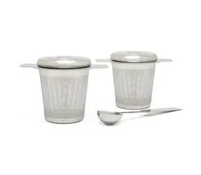 Bredemeijer Set Teefilter mit Messbecher silber / 2x Filter / 1x Messbecher / Edelstahl
