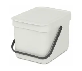 Brabantia Sort & Go Papierkorb 6 L hellgrau / mit Griff / Kunststoff / 20 x 18,1 x 24,5 cm