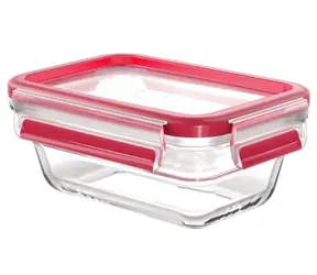 Emsa Clip&Close Glas-Lebensmittelbehälter 0,45 l rot / Sonderangebot