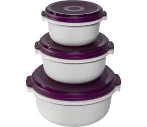 Emsa Micro Family Dosenset für die Mikrowelle 0,5 l + 1 l + 1,5 l weiß-rosa 