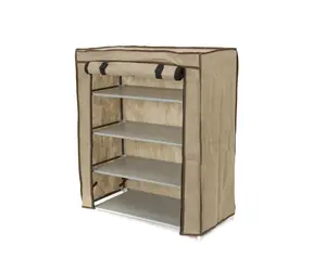 Compactor Oxford Textile Schuhregal - 4 Schichten beige