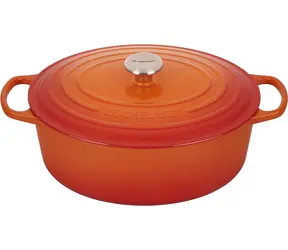 Le Creuset Signature Ovaler Topf mit Deckel 33 cm orange