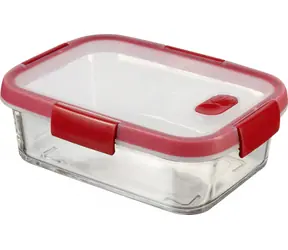 Curver SMART Cook Rechteckiges Glasgefäß für Lebensmittel 0,9 l klar-rot