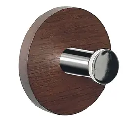 Spirella PUNT-Runder Handtuchhaken aus Holz Walnuss / selbstklebend / Durchmesser 50 mm
