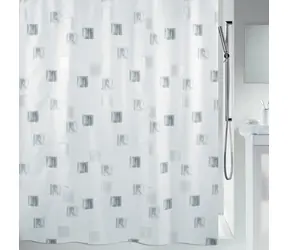 Spirella MILANO Duschvorhang Quadrat-Motiv 180 x 180 cm weiß-silber / Polyester