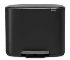Ausgepackt - Brabantia Bo Treteimer für getrennten Abfall, 3 x 11 l, schwarz / 54 x 44 x 36,3 cm / ausgepackt