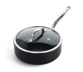 GreenPan Antihaft-Keramik-Bratpfanne mit Glasdeckel Barcelona Pro 24 cm schwarz