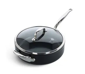 GreenPan Antihaft-Keramik-Bratpfanne mit Glasdeckel Barcelona Pro 28 cm schwarz
