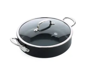 GreenPan Kasserolle mit Antihaft-Keramikbeschichtung und Deckel Barcelona Pro 30 cm schwarz