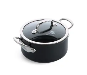 GreenPan Topf mit antihaftbeschichteter Keramik und Deckel Barcelona Pro 20 cm schwarz