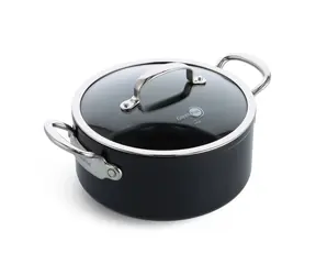 GreenPan Topf mit antihaftbeschichteter Keramik und Deckel Barcelona Pro 24 cm schwarz