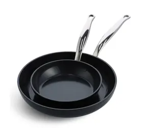 GreenPan Set aus 2 antihaftbeschichteten Keramikpfannen Barcelona Pro 20 cm + 28 cm schwarz