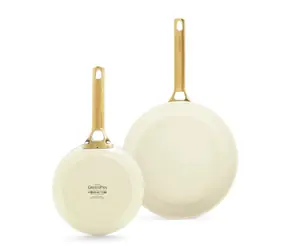GreenPan Set aus 2 antihaftbeschichteten Keramikpfannen Padova Reserve 20 cm + 26 cm, cremefarben