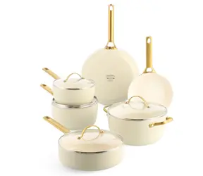 GreenPan Kochgeschirr-Set mit Antihaft-Keramikbeschichtung Padova Reserve, 10-teilig, Creme