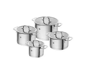 Zwilling True Flow Edelstahl-Kochgeschirr-Set 4-teilig / 4X Topf mit Deckel 