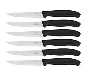 VICTORINOX Swiss Classic 6er Set Steakmesser schwarz / gezahnte Klinge / Klingenlänge 11 cm