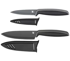 WMF Touch Messerset 2-teilig schwarz / 1x Kochmesser 13 cm / 1x Universalmesser 9 cm / Klingenschutz