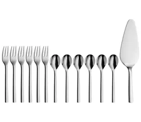 WMF Nuova Dessertbesteck-Set 13-teilig / 6x Dessertgabel / 6x Kaffeelöffel / 1x Kuchenspatel