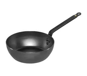 De Buyer Mineral B tiefe Stahlpfanne mit flachem Griff 24 cm