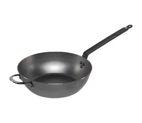 De Buyer Mineral B tiefe Stahlpfanne mit flachem Griff 32 cm