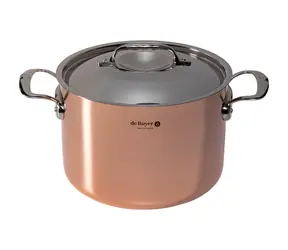 De Buyer Prima Matera Tiefer Topf für Induktion 24 cm / 7,5 l / Kupfer + Edelstahl 