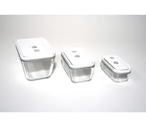 Zwilling Fresh & Save 36803-003-0 / Set mit 3 Vakuumboxen / Borosilikatglas / 3 Größen (S&M&L)