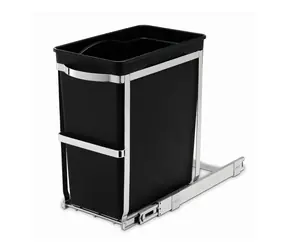 Simplehuman Einbau-Abfallbehälter - 30 l/ausziehbar/polierter Stahl/Kunststoffeimer
