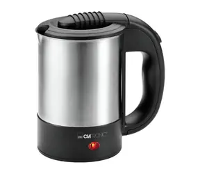Clatronic WKR 3624 / Reisewasserkocher / 1000 W / 0,5 l / 2 Tassen+Löffel+Beutel / Silber