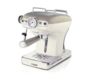 Ariete 138913 Vintage Espresso beige / Hebelkaffeemaschine / 850 W / 0,9 l / 15 bar / Manometer / Milchaufschäumer