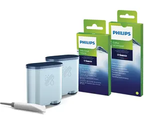 Philips AQUACLEAN Kaffeemaschinen-Wartungsset (2x AquaClean-Filter und Vaseline | 6x Milchschaumreiniger und Ölentferner)