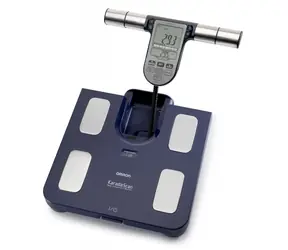 Omron BF511-B blau / Personenwaage mit Körperstrukturmonitor / Tragfähigkeit 150 kg