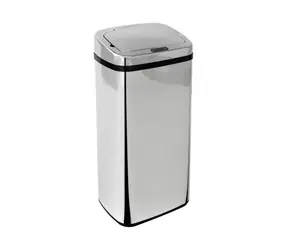 iQtech Clasik Quadrat 40 l silber / kontaktloser Abfallbehälter / quadratisch / Maße 33x25x70cm / Edelstahl|Kunststoff / IR