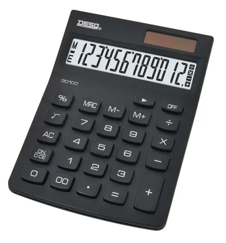 AVELI DESQ NG schwarz / Taschenrechner / 12-stellige Anzeige / solarbetrieben